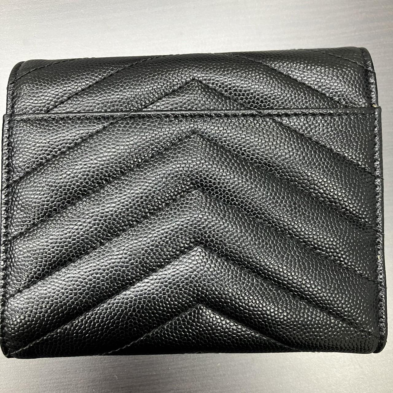  YSL サンローランパリ 403943 BOW01 1000 コンパクトウォレット 三つ折り財布 ブラック